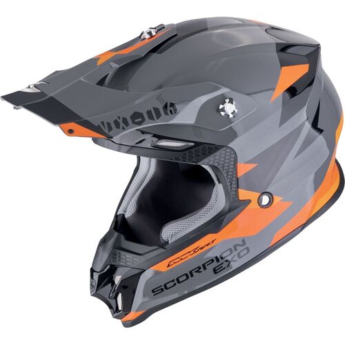 Scorpion Vx-16 Evo Air Rod Casque De Motocross, Gris-Orange, Taille M Pour Hommes