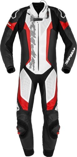 Spidi Laser Pro Combinaison En Cuir De Moto Perforée D¿Une Pièce, Noir-Rouge, Taille 48 Pour Hommes