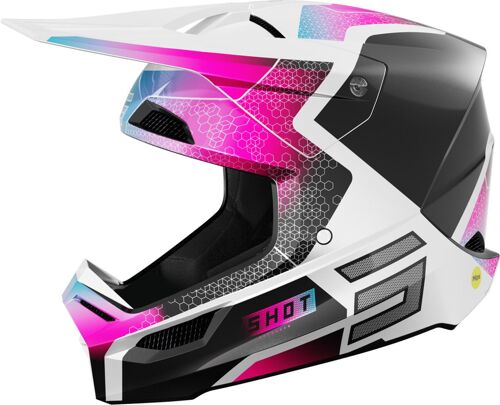 Shot Race Phaser Casque De Motocross, Noir-Blanc-Rose, Taille L Pour Hommes