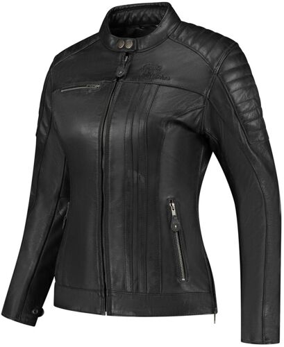 Rusty Stitches Alice Veste En Cuir De Moto Pour Femmes, Noir, Taille 40