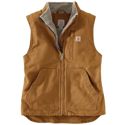 Carhartt Sherpa Lined Mock Neck Gilet Pour Dames, Brun, Taille Xl Pour Femmes