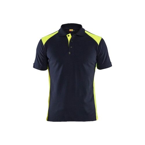 Polo de travail en coton piqué 3324 - Bleu marine foncé et jaune - XS BLAKLADER