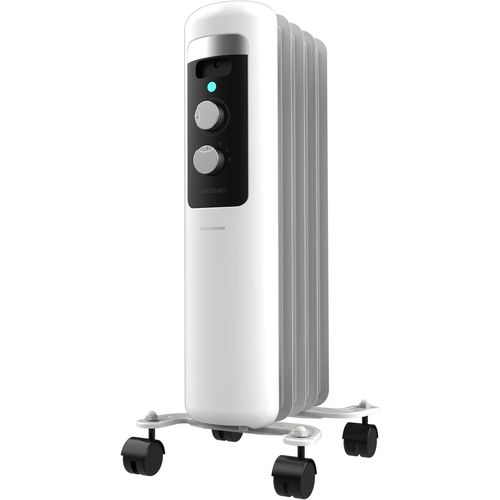 lbgwp60-Radiateur Électrique À Huile Basse Consommation De 5 Modules Readywarm 550 Space White. 1000W, 3 Niveaux De Puissance, Système De Sécurité Et Roulettes, Idéal Pour 12 M², Blanc
