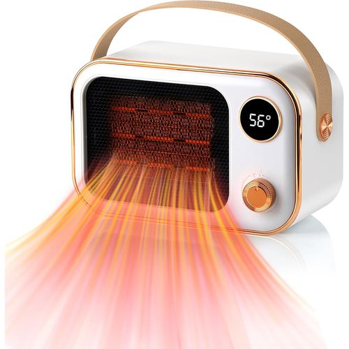 Chauffage Soufflant Ceramique, 1200W Chauffage D'Appoint Soufflant Céramique, Conception Anti-Basculement, Mini Radiateur Soufflant Electrique Pour La Chambre, Le Salon, Le Bureau (Blanc)[Z620]