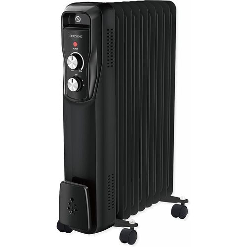 lbgwp60-Radiateur Bain D'Huile Electrique 2000W - Chauffage D'Appoint Mobile Portable - Thermostat Réglable 3 Niveaux De Chauffe - 9 Eléments - Couleur Noir