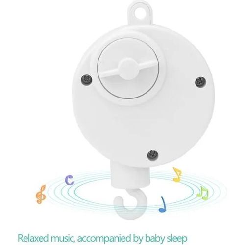 Boîte à musique pour lit de bébé - VGEBY - Mobile avec mouvement d\'horlogerie - Cloche cintre - Blanc