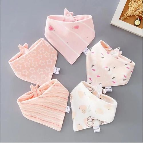 Bavoirs Bébé Bandana 5pcs - Aqsacokiya - Bouton Réglable - 100% Coton - Mode Garçons Et Filles