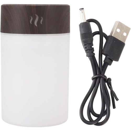 lbgwp60-260 Ml Mini Humidificateur Avec 7 Couleurs Led Night Light Wood Grain Desk Humidificateur Pour Chambre, Bureau Et Voiture (Grain De Bois Foncé)
