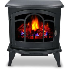 lbgwp60-Cheminée Electrique Vicenza - Cheminee Decorative 2000W - Cheminée Électrique Avec Effet Flame, Chauffage, Telecommande Et Minuterie - Autoportante - Noir