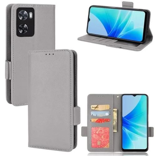 Pour Oppo A57 4g Housse Téléphone Flip En Pu Cuir Etui Oppo A57 4g Étui De Protection - Gris