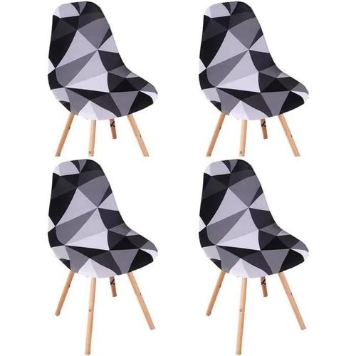 Lot De 4 Housse De Chaise Scandinaves,Ystp Extensible Housse De Chaise De Salle À Manger, Couverture De Chaise Sans Accoudoirs, Noir