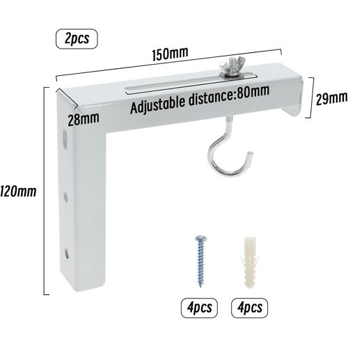 Support En L Pour Écran De Projection Support De Suspension Mural Ou Au Plafond Extension Réglable Avec Crochet Supporte Jusqu'À 20Kg
