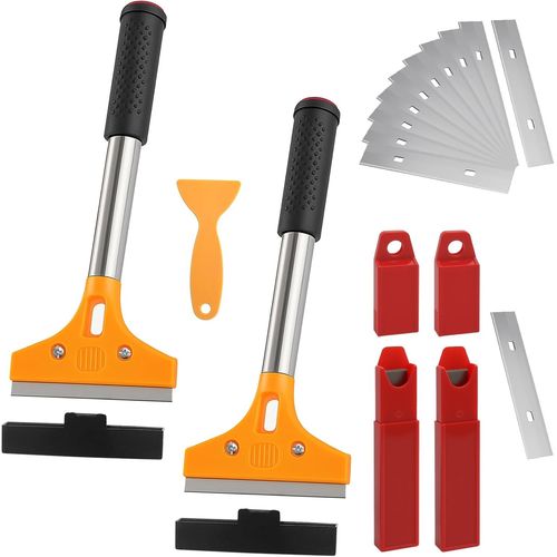 lbgwp60-2 Décolleuses À Papier Peint Set Avec 20 Lames Et 1 Grattoir En Plastique, Grattoir À Papier Peint Avec Poignée En Caoutchouc Grattoir Avec Manche Pour Enlever Le Papier Peint Et La Colle
