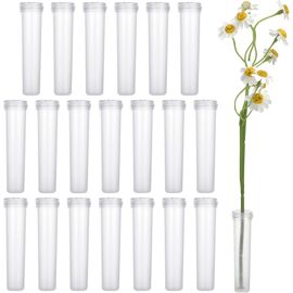 Lot De 16 Tubes à Essai En Plastique 30ml Avec Bouchons - 150x20 Mm - Transparents - Pour Labo, Rangement, Décoration