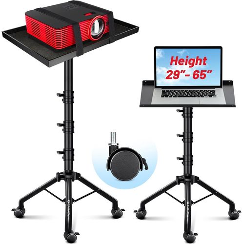 SUBZONAL-Trépied de projecteur avec 4 Rouleaux Coussin antidérapant Ceinture antidérapante Type trépied Pliable Salle de conférence Maison Théâtre Hauteur réglable de 73,6cm à 165cm Charge 10kg CY033
