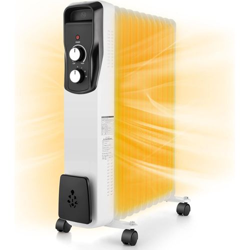 lbgwp60-Radiateur À Huile 2500 W - Économie D'Énergie - Avec 11 Nervures - Chauffage À Huile - Radiateur Électrique Avec 3 Niveaux De Chauffage, Thermostat Et 4 Roulettes Pour La Maison Et Le Bureau