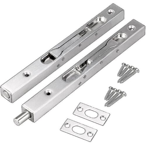 Paquet de 2 serrure de pêne de chasse de porte Pêne de porte dissimulé Action de levier de sécurité 304 Loquet coulissant brossé en acier inoxydable avec gâche et vis (st-yu