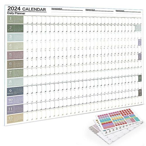 1 Ensemble Calendrier Annuel Mural 2024 Planificateur Créatif Calendrier Mural Calendrier Quotidien Calendar-Hao