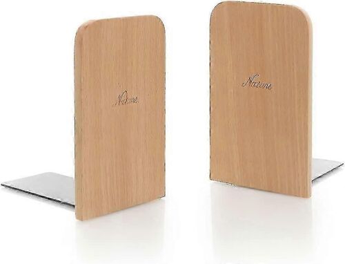 2pcs Serre-livres en bois de hêtre Style japonais Livre naturel Stand Étagère Organisateur