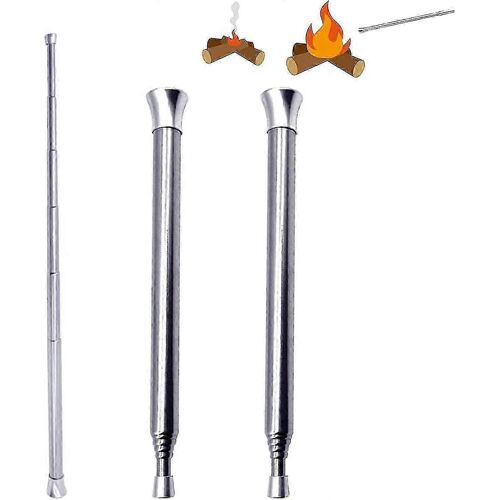 Paquet De 2 Tubes De Soufflage Télescopiques,Soufflet De Poche Pliable En Acier Inoxydable 14 * 63,5 Cm,Outil De Feu De Camp Télescopique,Pour Feu De Camp,Camping,Extérieur,Cuisine