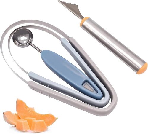 Cuillère À Melon 4 En 1 En Acier Inoxydable, 1 Coupe-Fruits, 2 Éplucheurs De Fruits, Outil De Cuisine Réutilisable