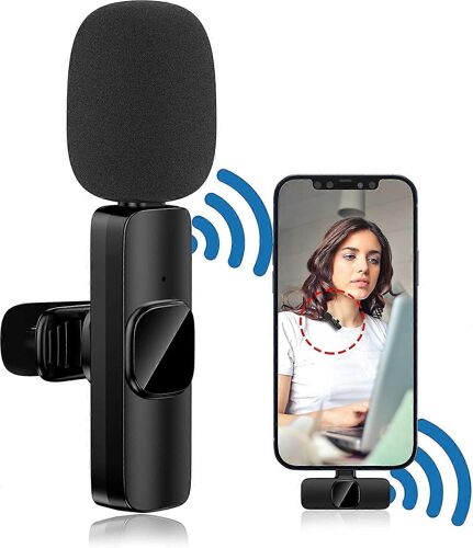 Microphone sans fil,adapté à l'iPhone,iPad,mini microphone à cravate portable plug-and-play et syst