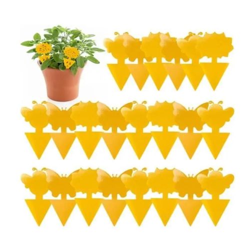 24 Pieces Anti Moucheron Plante, Attrape Moucheron Plantes, Pièges à Insectes, Plug-in piège à Mouches plaques Jaunes Autocollant