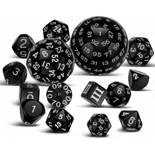 15pcs Complete Dnd Dice Set D3-D100 Avec Sphérique D100 Polyhedral Rpg Game Dice Collection Pour Les Jeux De Table