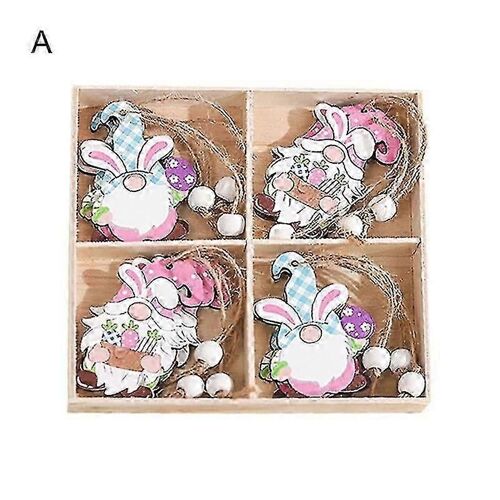 12Pcs en bois Pâques suspendu décorations,ornements d'oeuf de Pâques faits à la main pour la maison,décor de fête de la fête du printemps