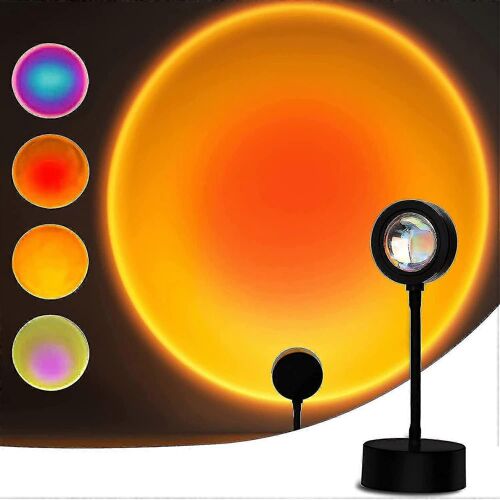 Lampe De Projecteur De Coucher De Soleil Led 15 Couleurs Avec Rotation À 360°,Alimentée Par Usb,10 Niveaux De Luminosité Pour Un Décor Romantique