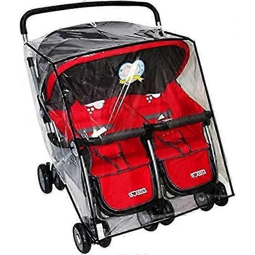 Poussette Jumelle Universelle Côte À Côte Housse De Pluie Pvc Transparent Étanche À La Poussière Étanche Au Vent Pour Poussette Double Landa