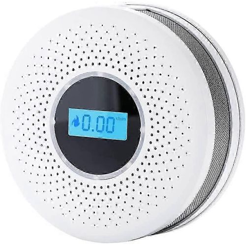 Capteur de monoxyde de carbone 2 en 1 Écran LCD Détecteur de fumée Détecteur d'incendie de fumée avec son clignotant Fonctionne sur batterie (non inclus)