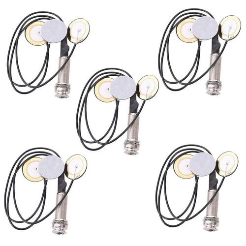 Pack De 5 Micros De Contact Piézoélectrique Avec 3 Transducteurs Et Prise Jack À Broche D'extrémité Pour Kalimba