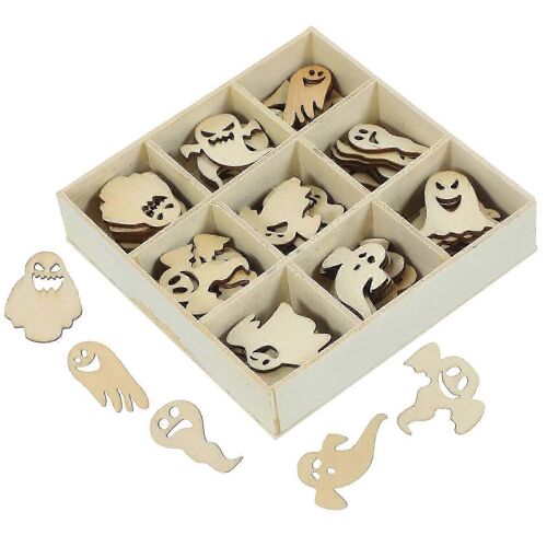 72pcs Durable Crafted Halloween Wooden Handiworks Festives Decors (fantôme)