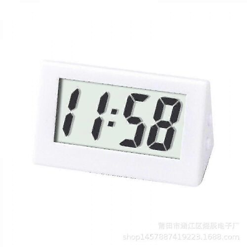 Mini horloge de voiture Tableau de bord de voiture Horloge automatique Voiture Camion Tableau de bord Temps Véhicule Horloge numérique électronique Support auto-adhésif Horloge numérique Blanc XXF