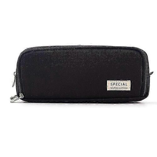 Angoo Capacité Étui À Crayons 3 Compartiments Pochette Sac À Stylos Pour École Adolescent Fille Garçon Hommes Femmes (Noir)