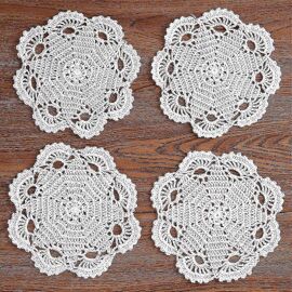 Jeffdad Lot de 2 napperons rétro en dentelle brodée faite à la main Blanc 30 ,5 x 40,6 cm