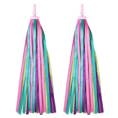 Besportble Une Paire De Vélo Pour Enfants Guidon Banderoles Poignées Glands Rubans Accessoires De Porte-Bébé (Colorés)