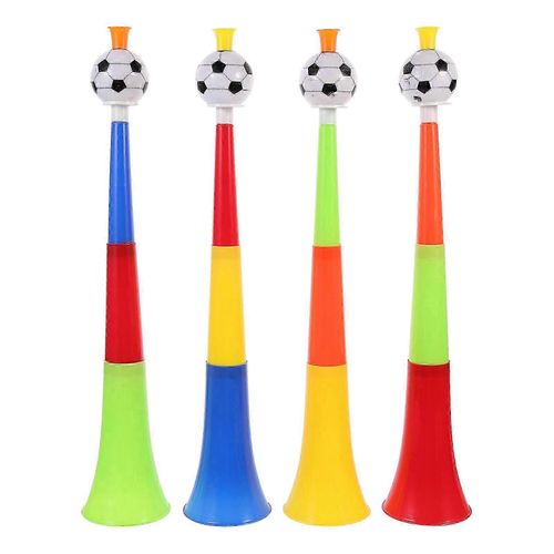 4pcs en plastique trompette jouets rétractable football corne trompettes pour jeux carnaval