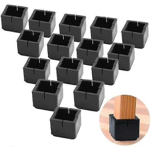 24pcs Protecteurs De Jambes De Chaise Carrée Protecteurs De Pieds De Table Et De Chaise En Pvc Capuchons Carrés Avec Feutre Noir Protecteurs De Jambes De Chaise Carrée 30-35mm