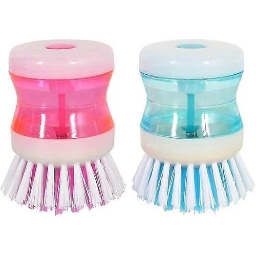 Paquet de 2 savon distribution Palm Brosse Nylon Poils Vaisselle Liquide Ajout Brosse à récurer Lave-vaisselle