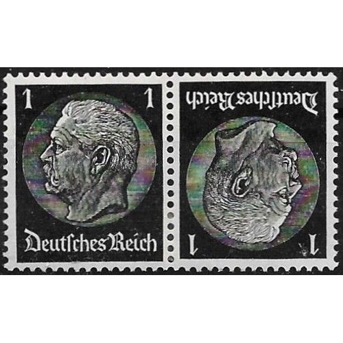 Allemagne, 3ème Reich 1933 / 36, Beau Mini-Bloc Neuf* 2 Timbres Yvert 483 Tête-Bêche, Maréchal Hindenburg 1pf. Noir.