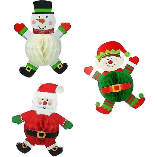 3 décorations de Noël suspendues en nid d'abeille Décorations de Noël