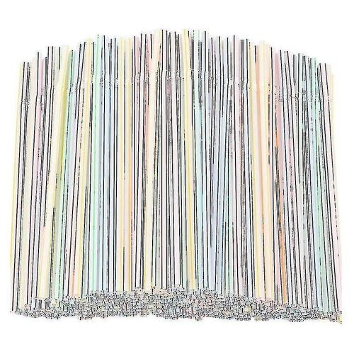 1500 Pcs Pailles En Plastique Flexible Rayé Paille Jetable Multicolore