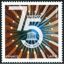 France 2020, Très Beau Timbre De Service Neuf** Luxe Yvert 179, 1945 – 2020, 75ème Anniversaire De L’Unesco.
