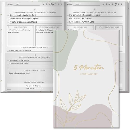 Chenquansarl-Journal Intime De 5 Minutes | La Combinaison D'un Journal De Fulnesse Et De Gratitude | Journal D'amour De Soi Et De Motivation | Journal De Pleine Conscience Pour Le Développement De La