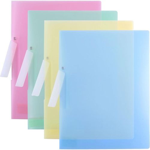 Chenquansarl-Pochettes Transparentes Pour Documents Avec Clip Pivotant, Couvertures De Rapports, Dossiers De Présentation, Dossiers De Cv, Format A4, 31 X 23 Cm (4 Couleurs)