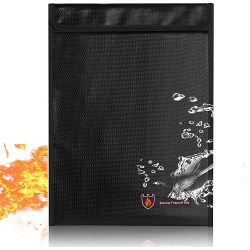 Tianyi-Sac À Documents Ignifuge (1 093,3 °C), Pochette De Rangement Ignifuge Étanche Avec Fermeture Éclair Pour Porte-Documents A4, Fichiers, Espèces Et Tablettes, Noir, 1 Pièce, Royaume-Uni