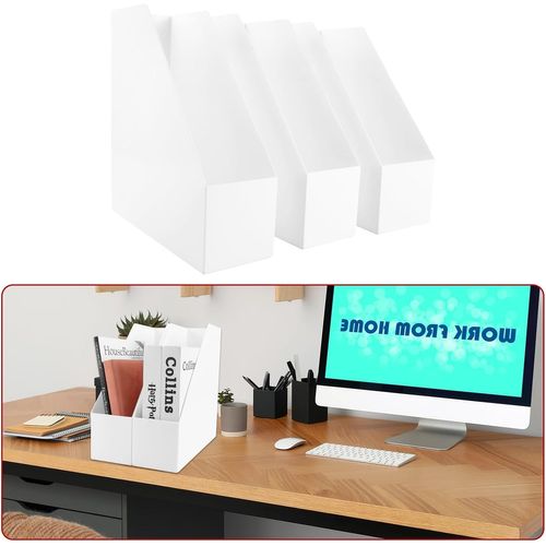 ChenQuanSarl-Pièces Porte Revue Bureau De Largeur 10Cm, Porte Revues De Blanc, Boîte À Magazines En Plastique Pour Le Rangement De Dossiers, Magazines, Fournitures De Bureau, Livres
