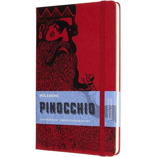 Chenquansarl-Carnet Édition Limitée, Pinocchio Mangiafuoco, Pages Lignées Et Couverture Rigide, Grand Format 13x21 Cm, Couleur Rouge Écarlate, 192 Pages